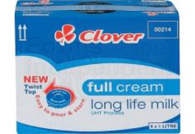 Clover Long Life Milk Full Cream 6 x 1 Litre